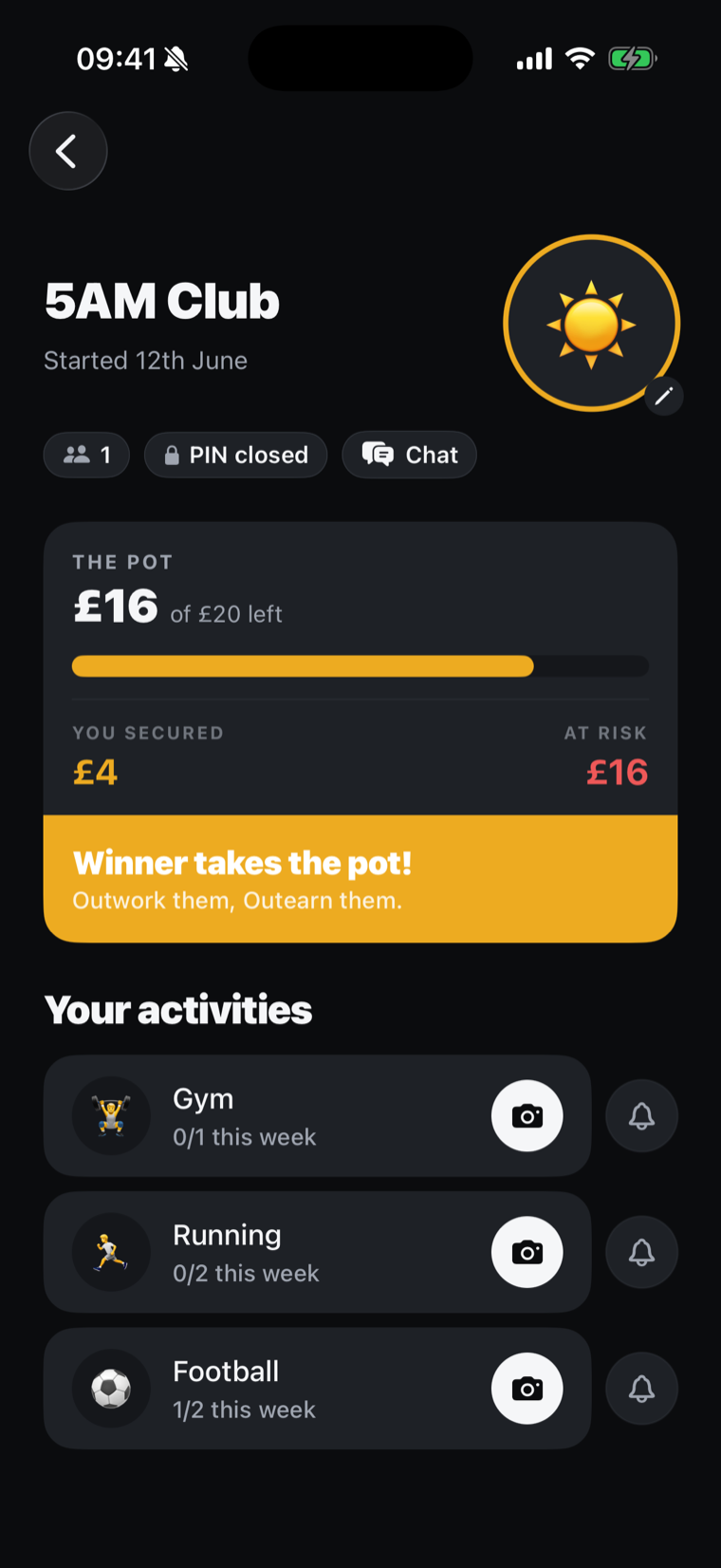 A friends hustle showing the pot and the winner