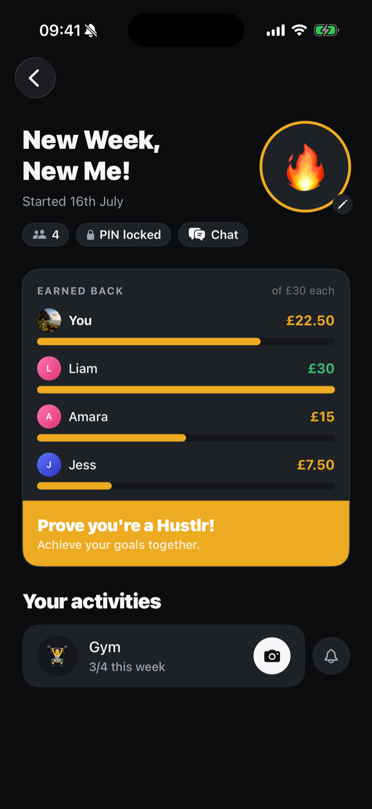 A friends hustle showing the shared feed