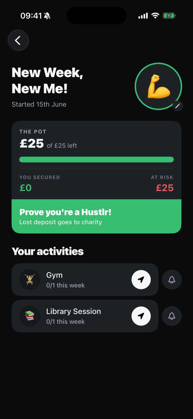 A solo hustle showing GPS check-in activities